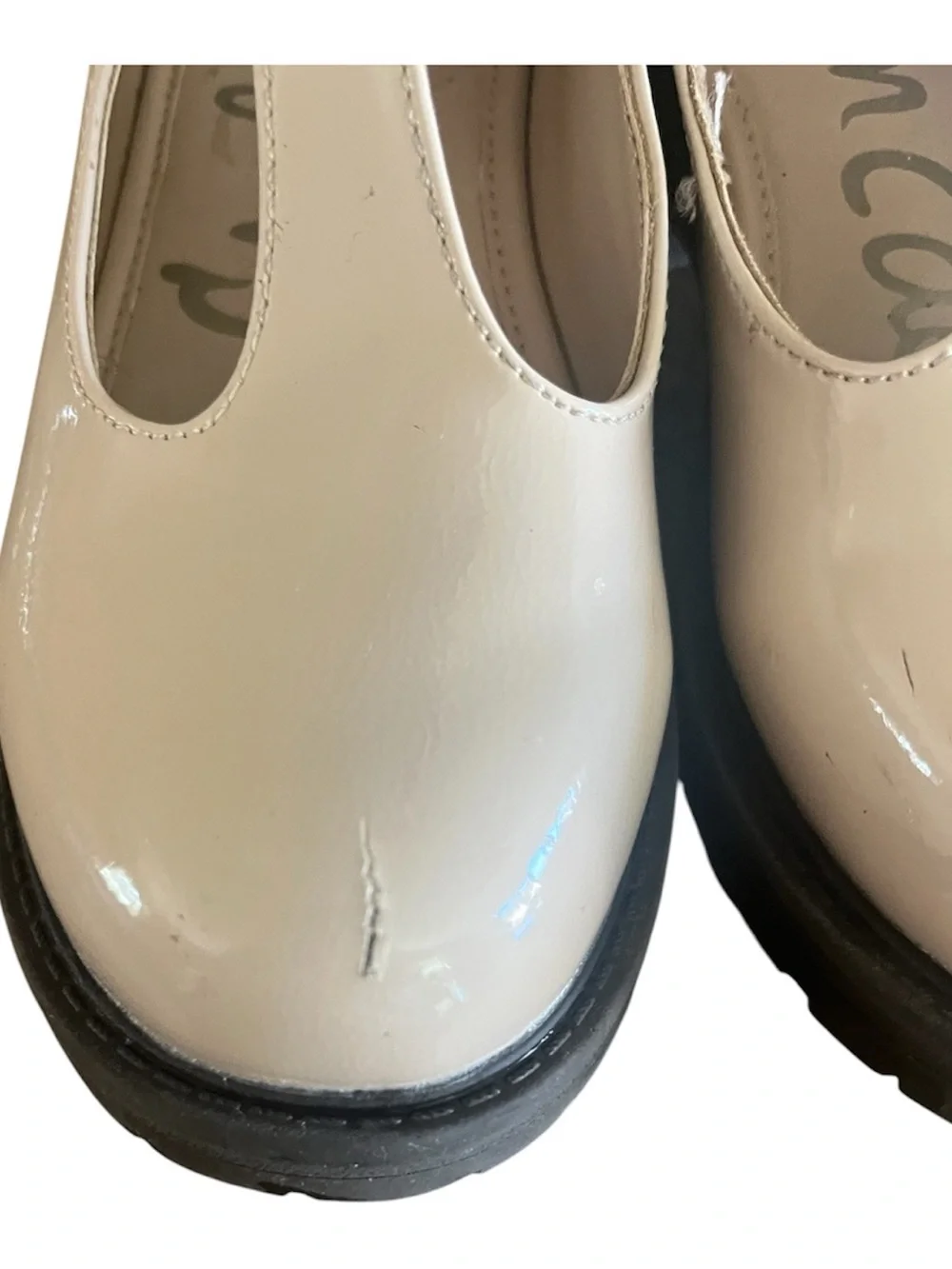 Sam Edelman Mary Jane Flats Patent Beige Lug Sole Size 13